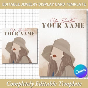 Jewelry Display Card Template |Editable + Printable Canva Template |Jewelry Packaging Card |DIY Necklace Label |Design Your Own Branding