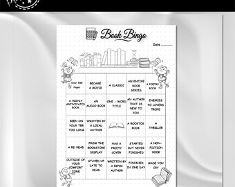 Book Bingo | A4 Journal Page | Printable Tracker | Reading Challenge | Book Challenge | Reading Journal Page | Reading Game Reading Planner