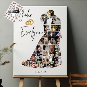 Wedding Couple Photo Collage Template |Editable + Printable Canva Template |Custom Wedding Anniversary |DIY Bride And Groom Photo Collage