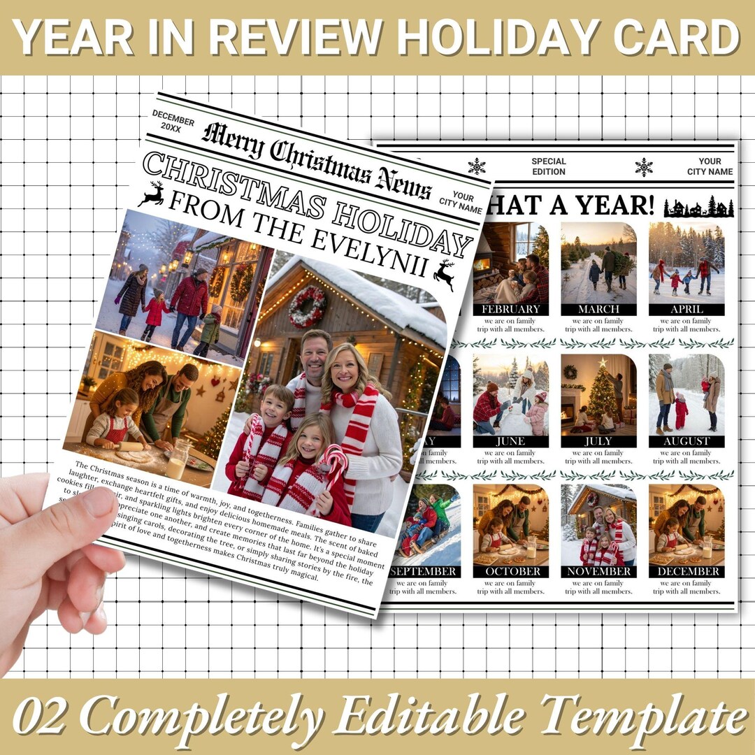 Year in Review Holiday Card Template: Minimalist Photo Newsletter ...
