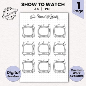 Shows Watched Tracker: Printable A4 Journal (PDF)