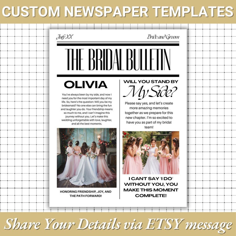 Custom Newspaper Template - Etsy