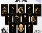 78 Card Tarot Deck: Mystical Symbols (SVG & JPEG Digital Download)