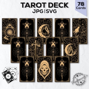 Tarotkaartdek afdrukbaar | Tarotkaarten Svg | Tarotkaarten afdrukken | Tarotdek afdrukbaar | Tarotkaartendek | Afdrukbaar digitaal tarotdek