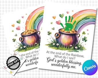 St Patricks Day Handprint Art Printable |St Patricks Day Activity Craft |St Patrick Keepsake Art |Christian Festival Art |Preschool Activity