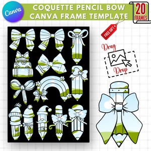 Coquette Pencil Bow Canva Frame Template: Custom Teacher Design (Digital Download)