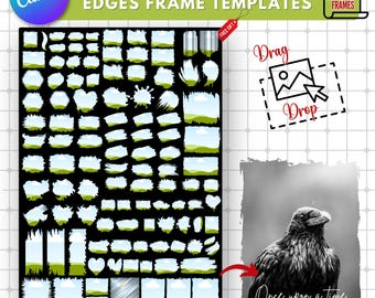 Distressed Edge Canva Frames Bundle: Fotocollage mit Bleicheffekt (Digitaler Download)
