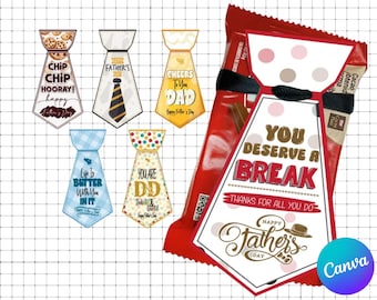 Printable Father's Day Chocolate Tie Tags: DIY Gift (PDF)