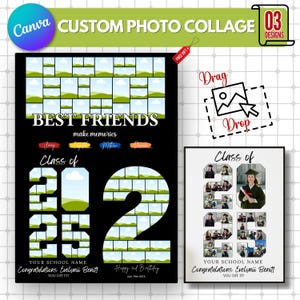Benutzerdefinierte Fotocollage-Vorlage: DIY Familiengedenkgeschenk (Canva bearbeitbar, druckbarer digitaler Download