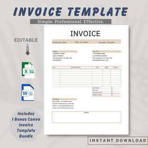 Invoice Template | Business Invoice | Modern and Professional Invoice | Editable Instant Download | Business Invoice | Printable Invoice