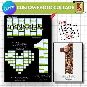 Benutzerdefinierte Fotocollage-Vorlage: DIY Familiengedenkgeschenk (Canva bearbeitbar, druckbarer digitaler Download