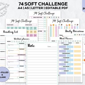 74 Soft Challenge Tracker | 74 Soft Challenge | 75 Day Challenge Printable | Fitness Journal | Self Improvement | Weight Loss Challenge