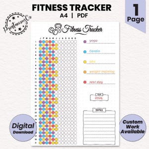 A4 Fitness Tracker: Exercise & Health Log (PDF)