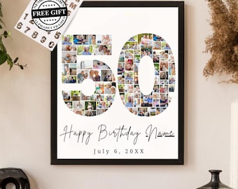 50th Birthday Photo Collage Template: Personalized Canva Gift (Digital Download)