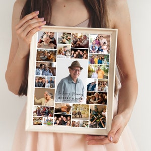 Funeral Photo Collage Sign Template Set | In Loving Memory Collage | Editable Funeral Frame | Canva Templates | Funeral Photo Collage