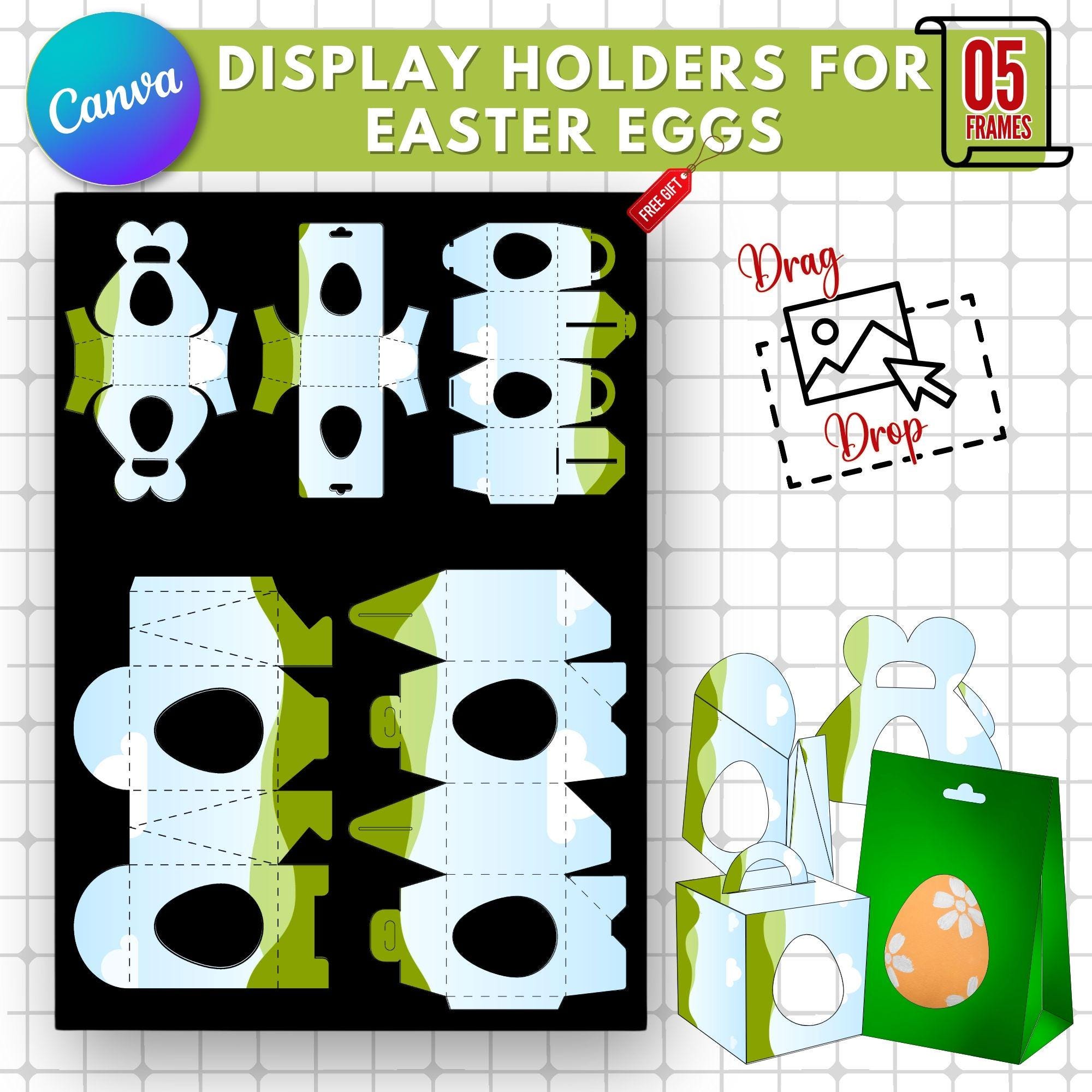 Display Holders For Easter Eggs Template |Editable + Printable Canva Template |Custom Easter Egg Gift Packaging |DIY Festive Egg Holder