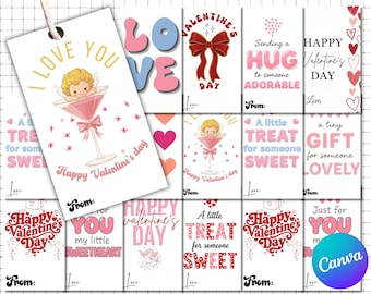 Valentine’s Day Gift Tags Template |Happy Valentines Day Treats Gift Tags |Classroom Favor Tag |Kids School Gift Tag |Valentines Wishes Card