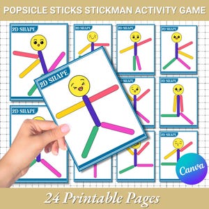 Gioco di attività con bastoncini di ghiacciolo Stickman per bambini piccoli / Attività Montessori / Attività divertenti per bambini / Materiali stampabili per bambini Risorse per l'istruzione parentale