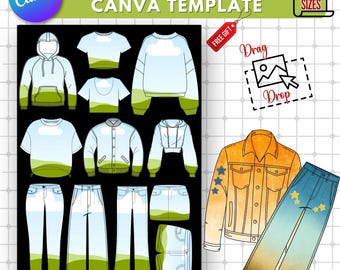 Editable Streetwear Mockup Canva Frame: Clothing Brand Templates