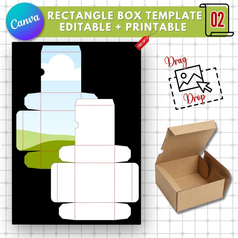 Rectangle Box Template |editable Rectangle Box Frame |DIY Rectangle ...