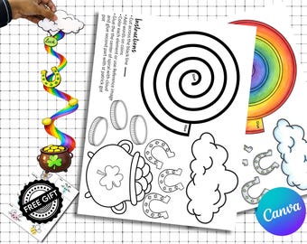 DIY St Patrick Rainbow Activity Printable |St Patricks Day Activity Craft |St Patrick Keepsake Art |Clover Leaf Art|Preschool Activity Craft