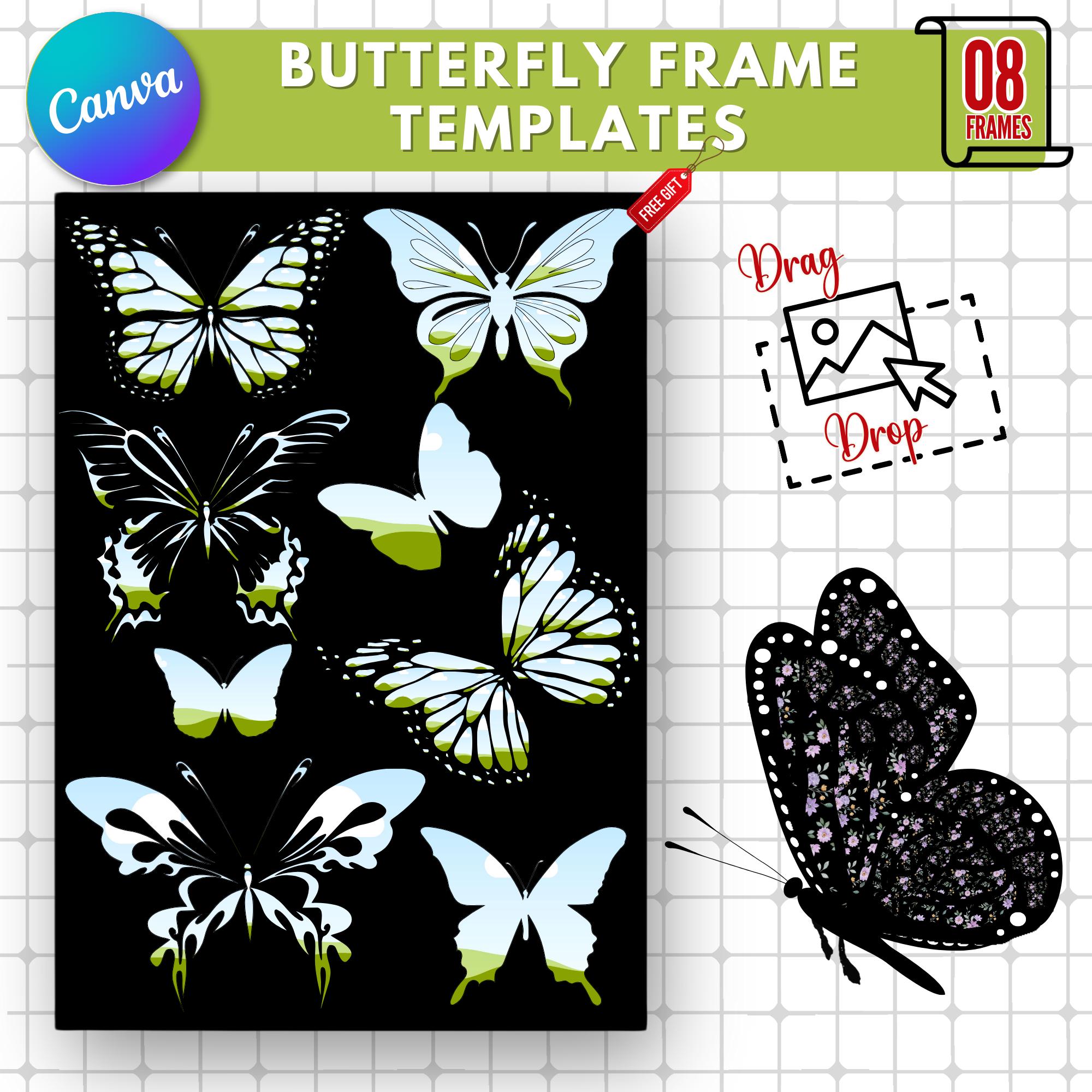 Butterfly & Spider Canva Frame Templates: Sublimation PNG Clipart ...