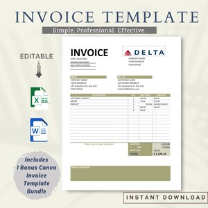Invoice Template | Business Invoice | Modern and Professional Invoice | Editable Instant Download | Business Invoice | Printable Invoice