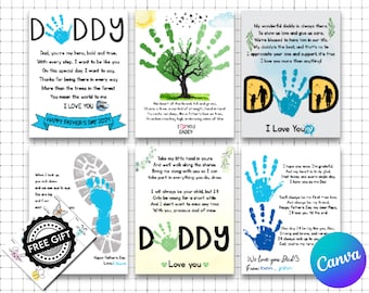 Arte con huella de mano para el Día del Padre: Recuerdo infantil (Descarga digital)