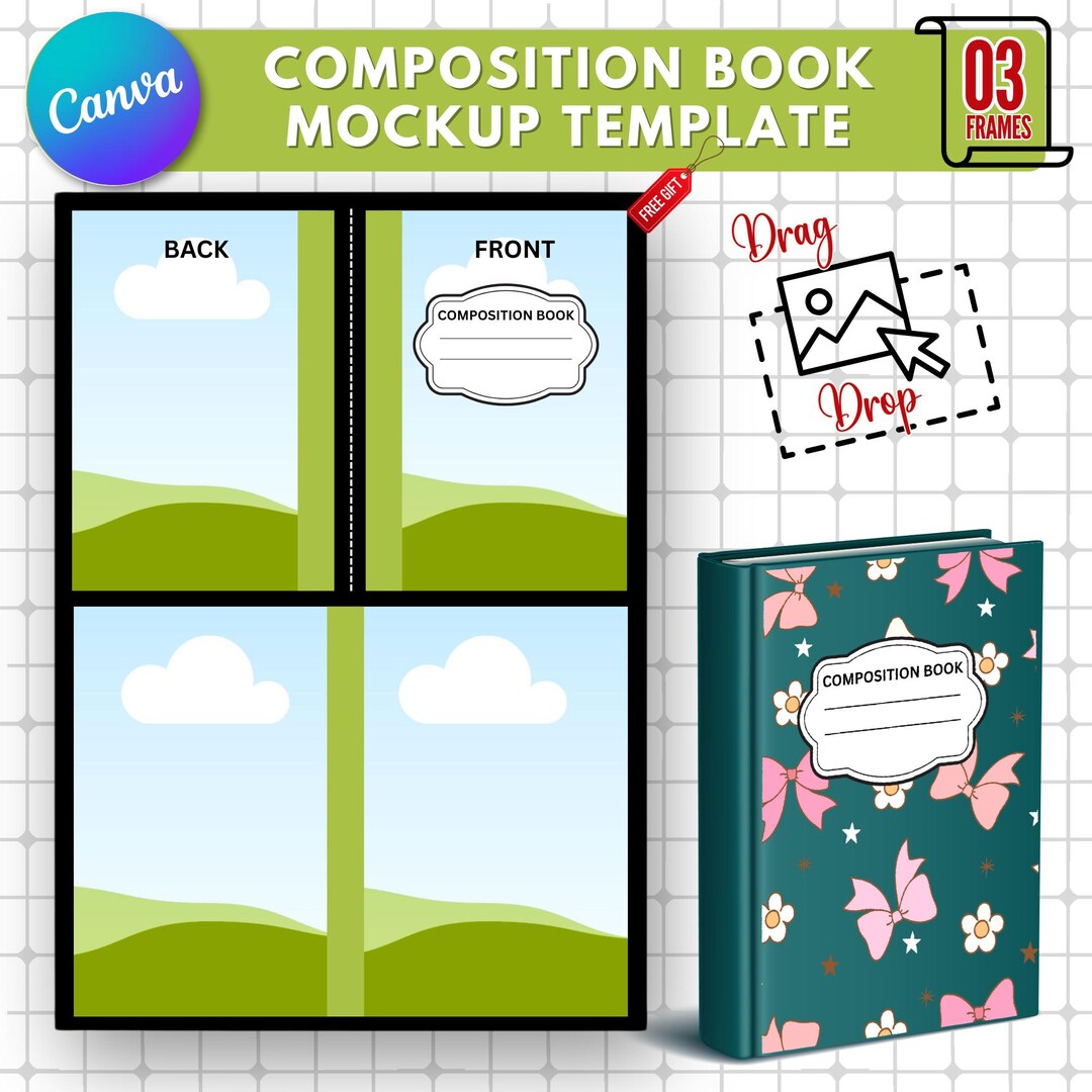 Editable Composition Book Cover Template Bundle: DIY Canva Design ...