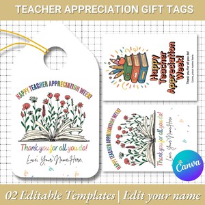 Teacher Appreciation Gift Tag | Printable Gift Tags | Canva Template | Gift Tags | Thank You Teacher Tag | Gift Tag | Teacher Appreciation