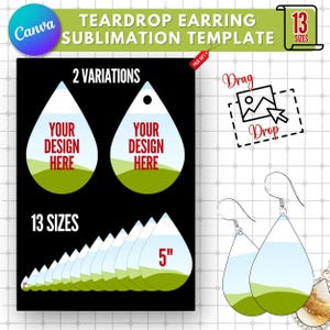 Teardrop Earring Sublimation Template |Editable + Printable Canva Template |Custom Earrings Mockup Design |Unique Earring Crafting Designs