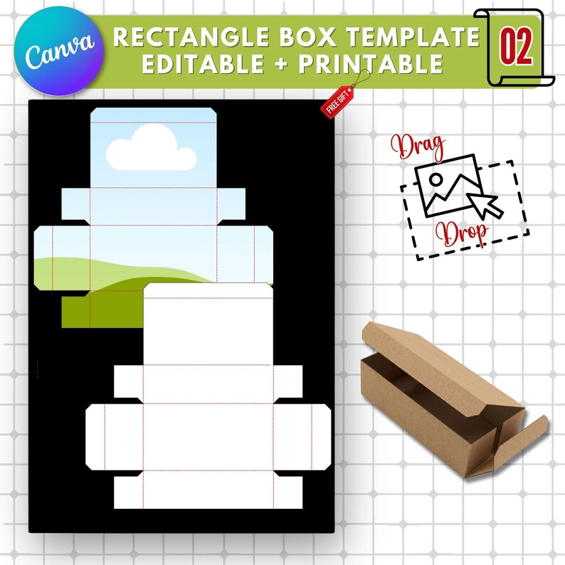 Rectangle Box Template |editable Rectangle Box Frame |DIY Rectangle ...