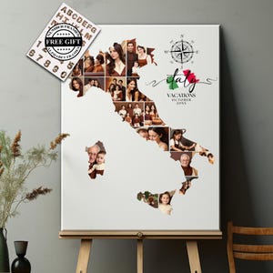 Bearbeitbare Italien Karte Foto Collage Vorlage | Benutzerdefinierte Foto-Collage Geschenk | Reise Foto Karte | Benutzerdefinierte Karte | Hochzeitsgeschenk |Collage Foto Poster