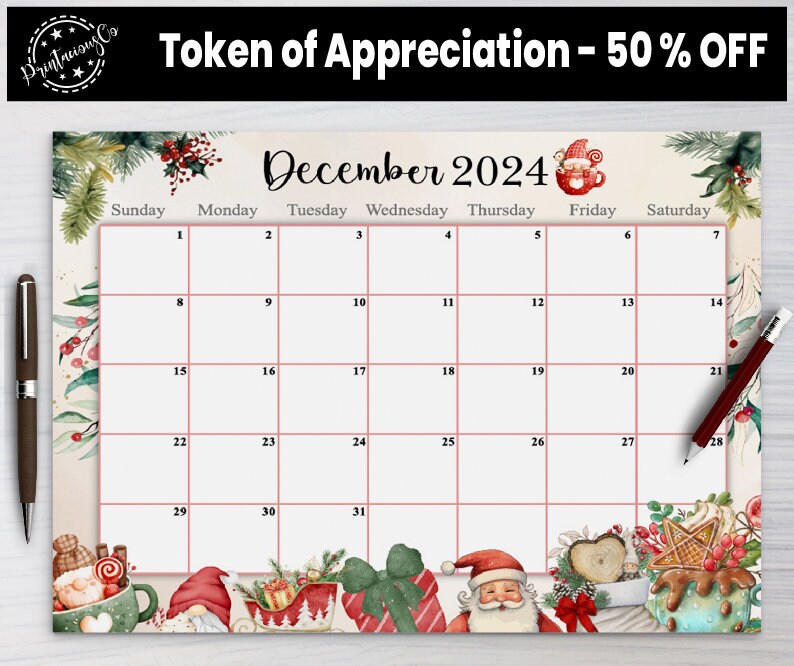 Editable december 2024 calendar printable wall calendar 2024 fillable  monthly planner sunday & monday start kids calendar 2024 - etsy