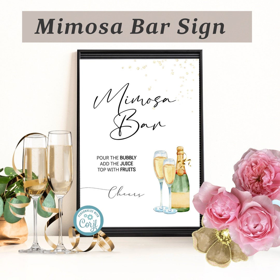 Mimosa Bar Sign Mimosa Bar Printable Sign Template Mimosa Juice Tags