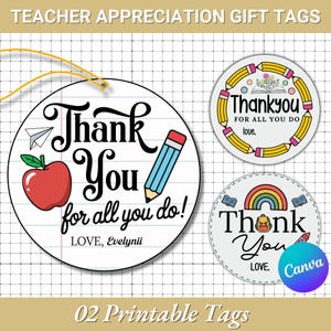 Teacher Appreciation Gift Tag | Printable Gift Tags | Canva Template | Gift Tags | Thank You Teacher Tag | Gift Tag | Teacher Appreciation