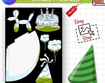 Editable Birthday Party Hat Canva Template (Digital Download)