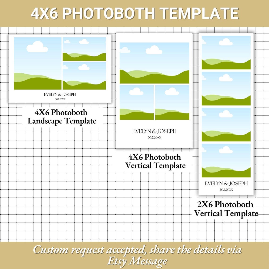 Wedding Photo Booth Template Bundle Editable 4x6 Canva Frames (digital