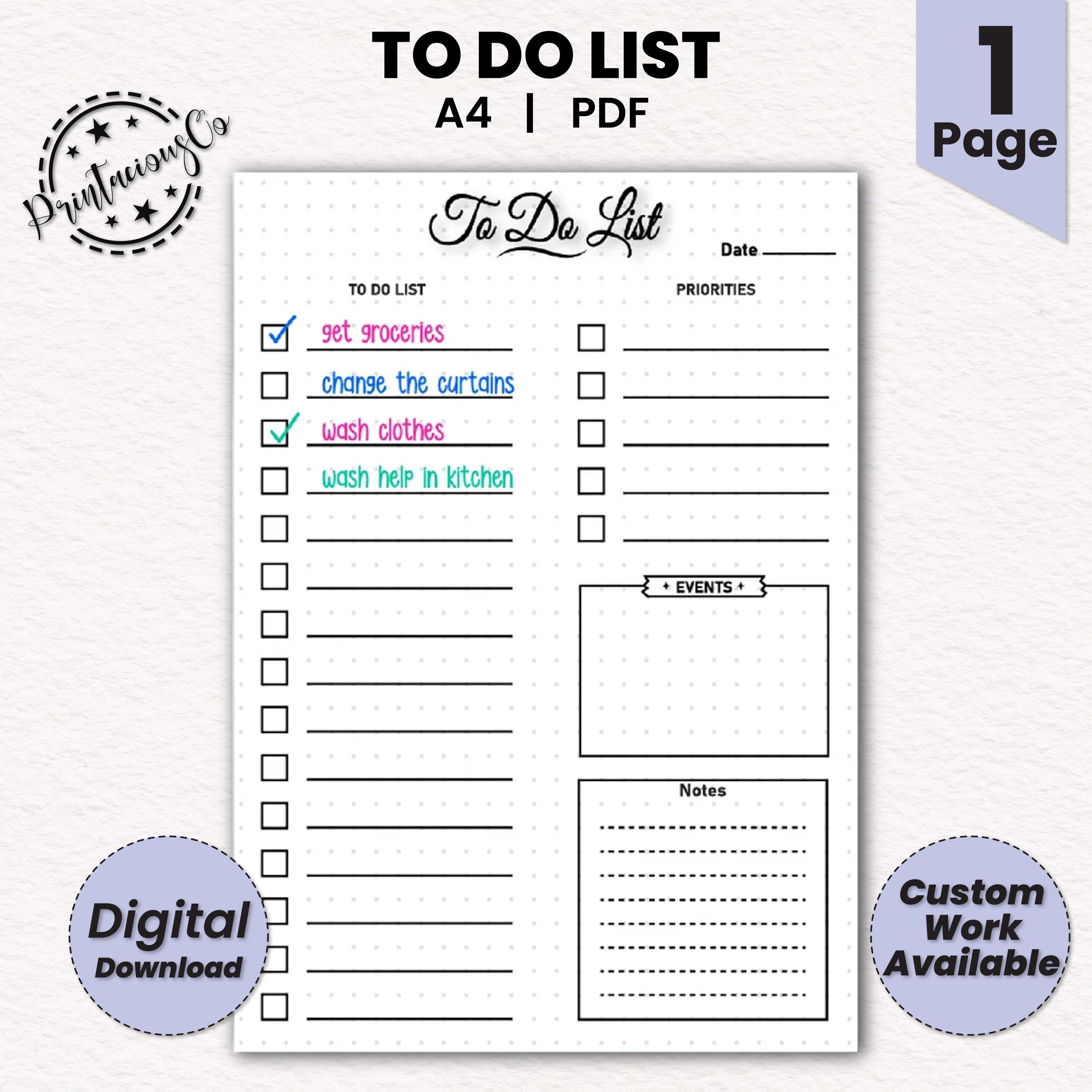 A4 to Do List Printable: Task Tracker Organizer (PDF) - Etsy