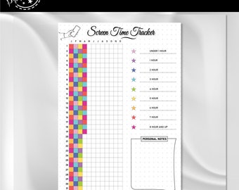 Screen Time Tracker Monthly | A4 Journal Page | Printable Tracker | Monthly Tracker | Habit Tracker | Phone Tracker | Screen Time Log