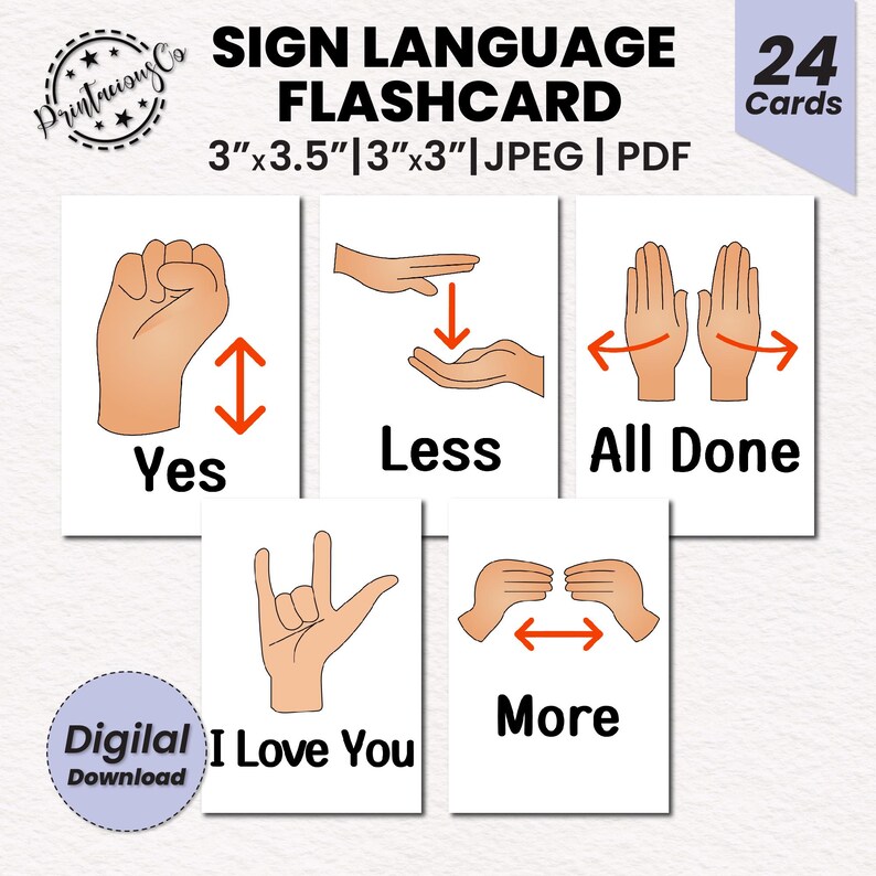 Sign Language Flashcard First Sign Language Flashcards | Educational Resource | Deaf Education | Non ...