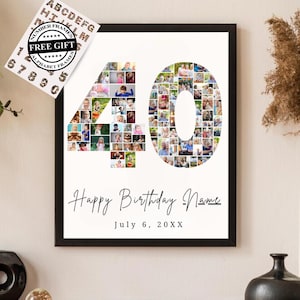 Modelli di collage di foto per il 40° compleanno / Regalo personalizzato per il 40° compleanno per lei / Modelli di cornici Canva / Collage di foto per il 40° anniversario