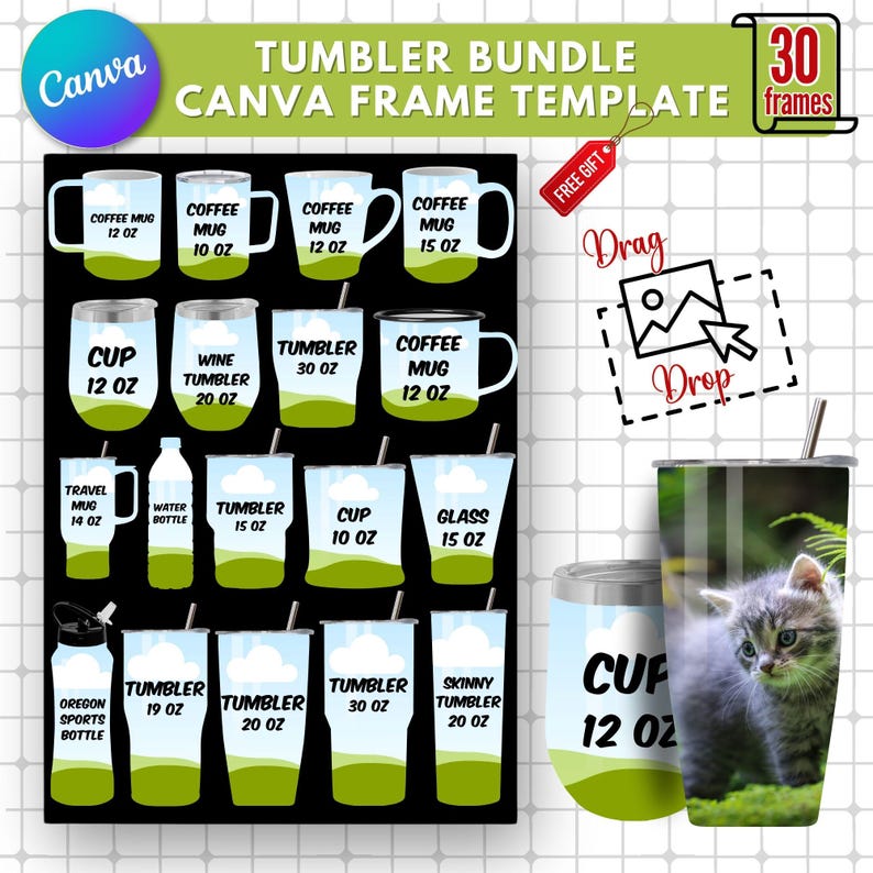 Tumbler Template Bundle: Canva Design & Mockup (Digital Download) image 1