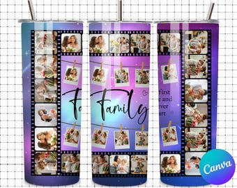 Sjabloon familiefoto 20 oz bekeromslag: bewerkbaar canvasontwerp (digitale download)