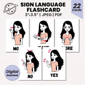 Sign Language Flashcards | Educational Resource | Deaf Education | Non Verbal Communication | Speech Flashcards | Digital Download