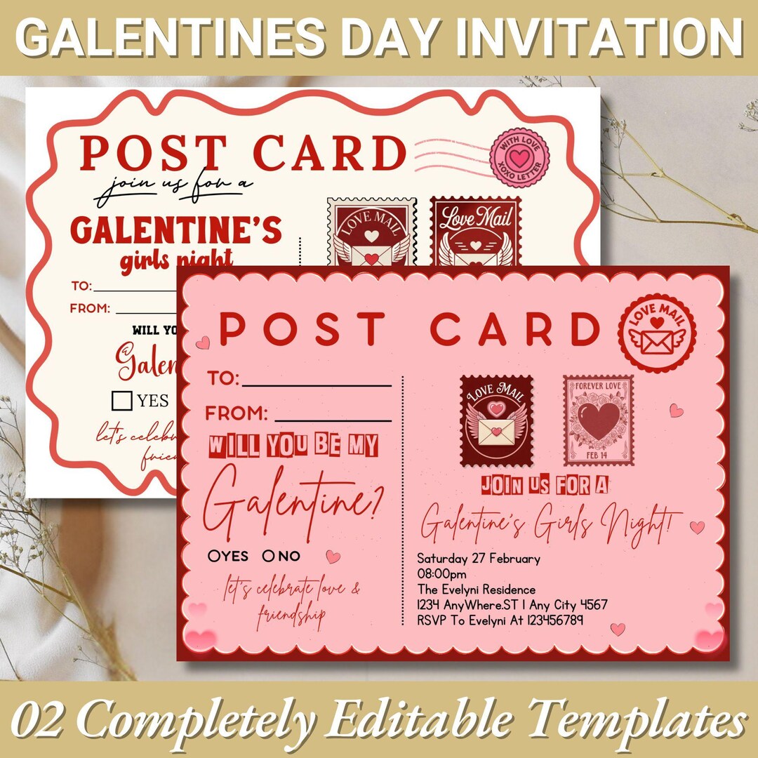 Galentines Day Invitation Template editable Girls Night Party