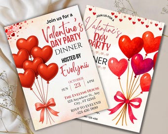 Valentine's Day Invitation Template |Editable Valentine Party Invitation |Love Party Invite |Valentines Dinner Party Card |Love Theme Invite