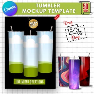 Editable Tumbler Mockup: Canva Template, Drag & Drop 20oz (Digital Download)