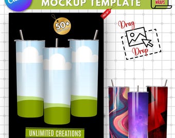 Editable Tumbler Mockup: Canva Template, Drag & Drop 20oz (Digital Download)