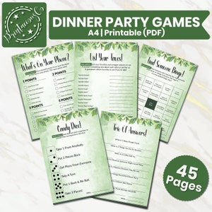 Printable Dinner Party Games | Dinner Table Group Icebreaker Activities | Office Games | Team Building Games | Get To Know You Bingo